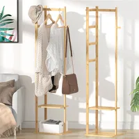 Bamboo Hallway Corner Clothing Coat Rack Stand Clothes Hanging Rail Shelf 1
