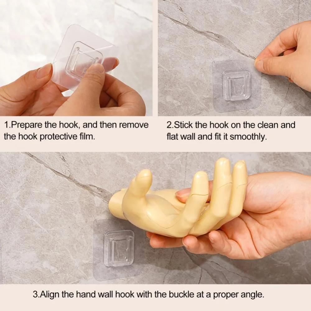 Description Picture 6 of itemCreative Plastic Hook Hand Shape Punch-free Wall Hanger Wall Mounted Trace-less Bathroom Supplies for Bathroom