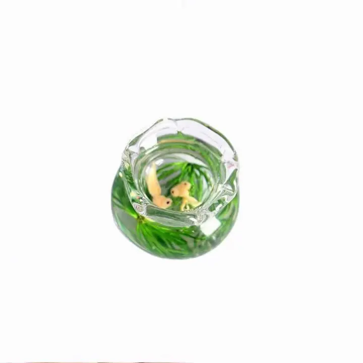 NUOBESTY 2Pcs Miniature Glass Fish Bowls For Dollhouse - 1:12 Scale Empty Fish Tanks