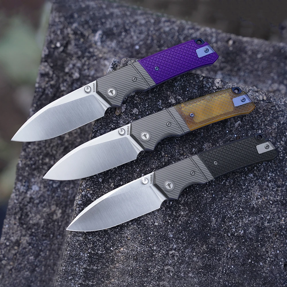 Shooziz XUN125, Folding Pocket Knife for Man,PVD/Satin 14C28N