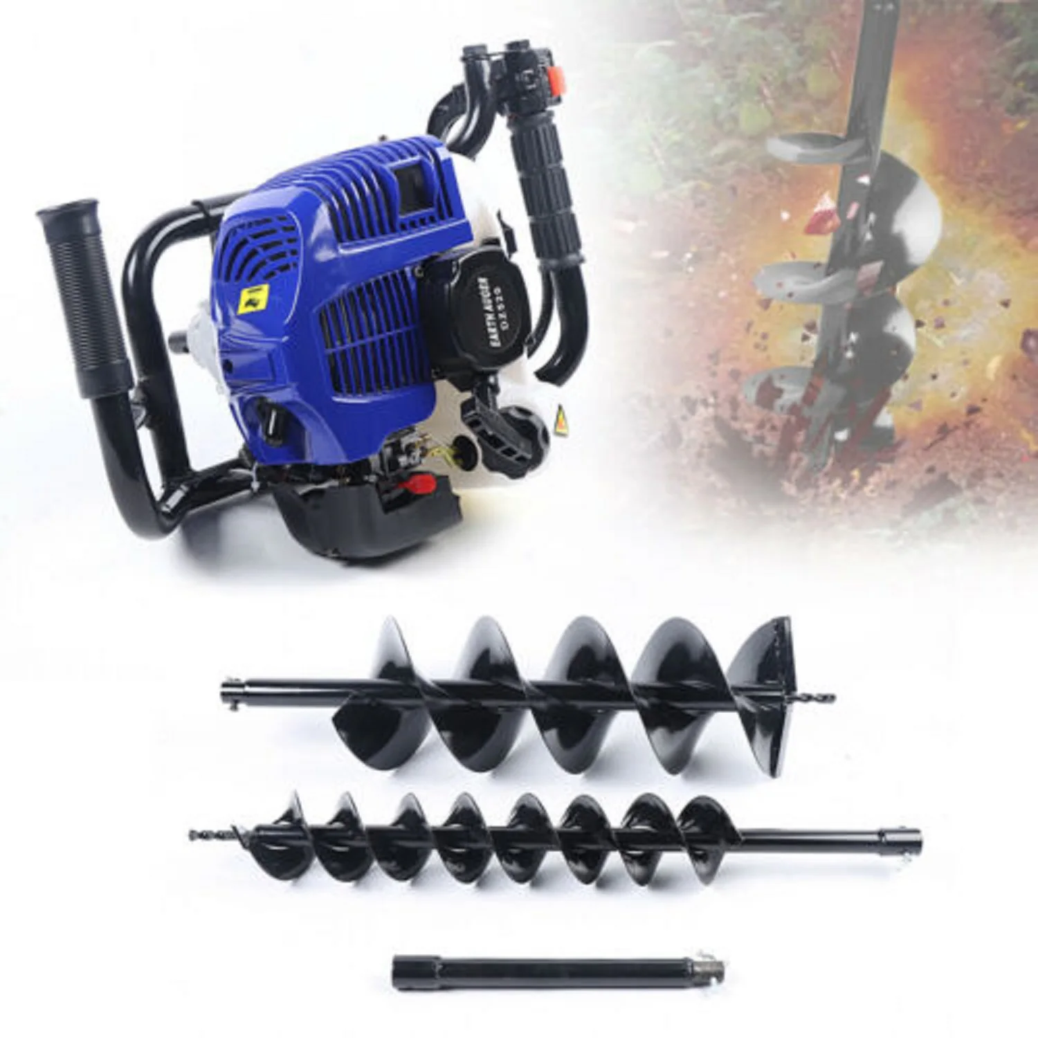 52CC Auger Post Hole Digger 2 Stroke Post Hole Auger Gas Powered +4/8” Drill Bit 52cc Post Hole Digger Earth Auger Petrol images - 6