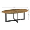 Solid Wood Oval Coffee Table with Cross Metal Legs, 47.9" Industrail Bar Cocktail Table for Living Room Kitchen Office 3