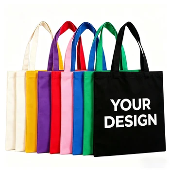 3/6/12/24Pcs Customized Logo Canvas Bag Reusable Grocery Shopping Cloth Bags Women's Handheld shopping Bags 34x40cm 1