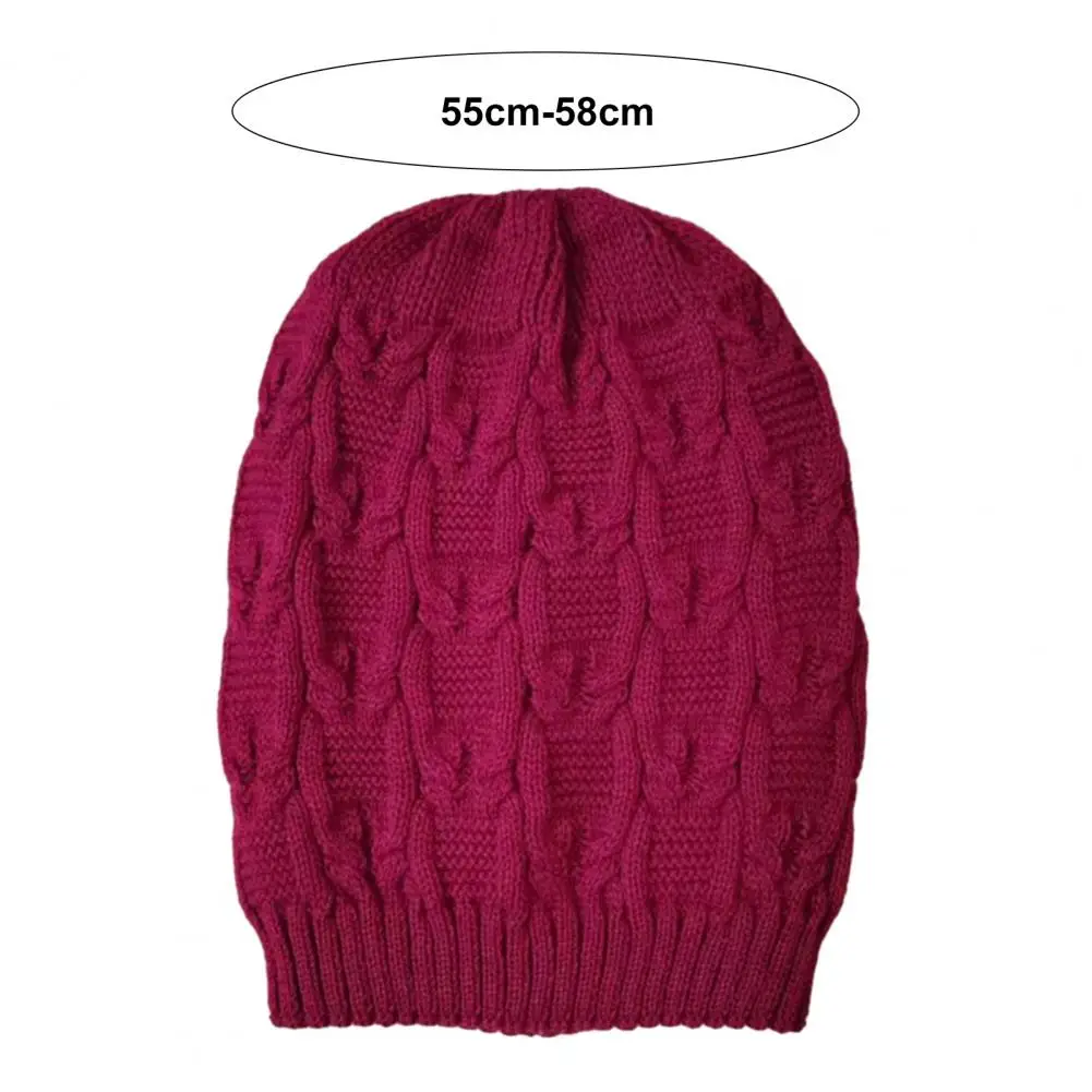 

Pile Knit Hat Stylish Women's Winter Knit Hat Geometric Pattern Dome Style for Outdoor Snow Skiing Warm Foldable Beanie Women