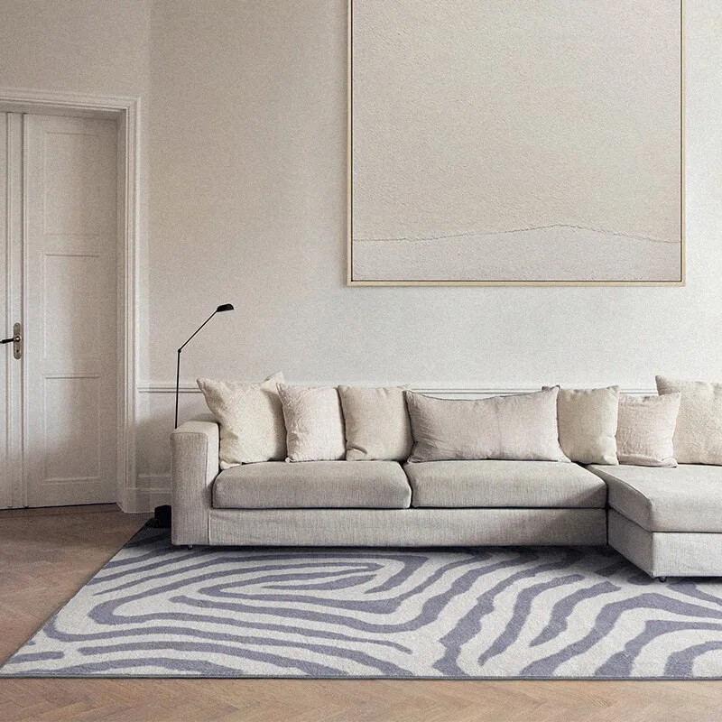 Nordic Fluffy Plush Carpets for Living Room Light Luxury Zebra Pattern Bedroom Decor Carpet Home Large Area Anti-Slip Lounge Rug 4