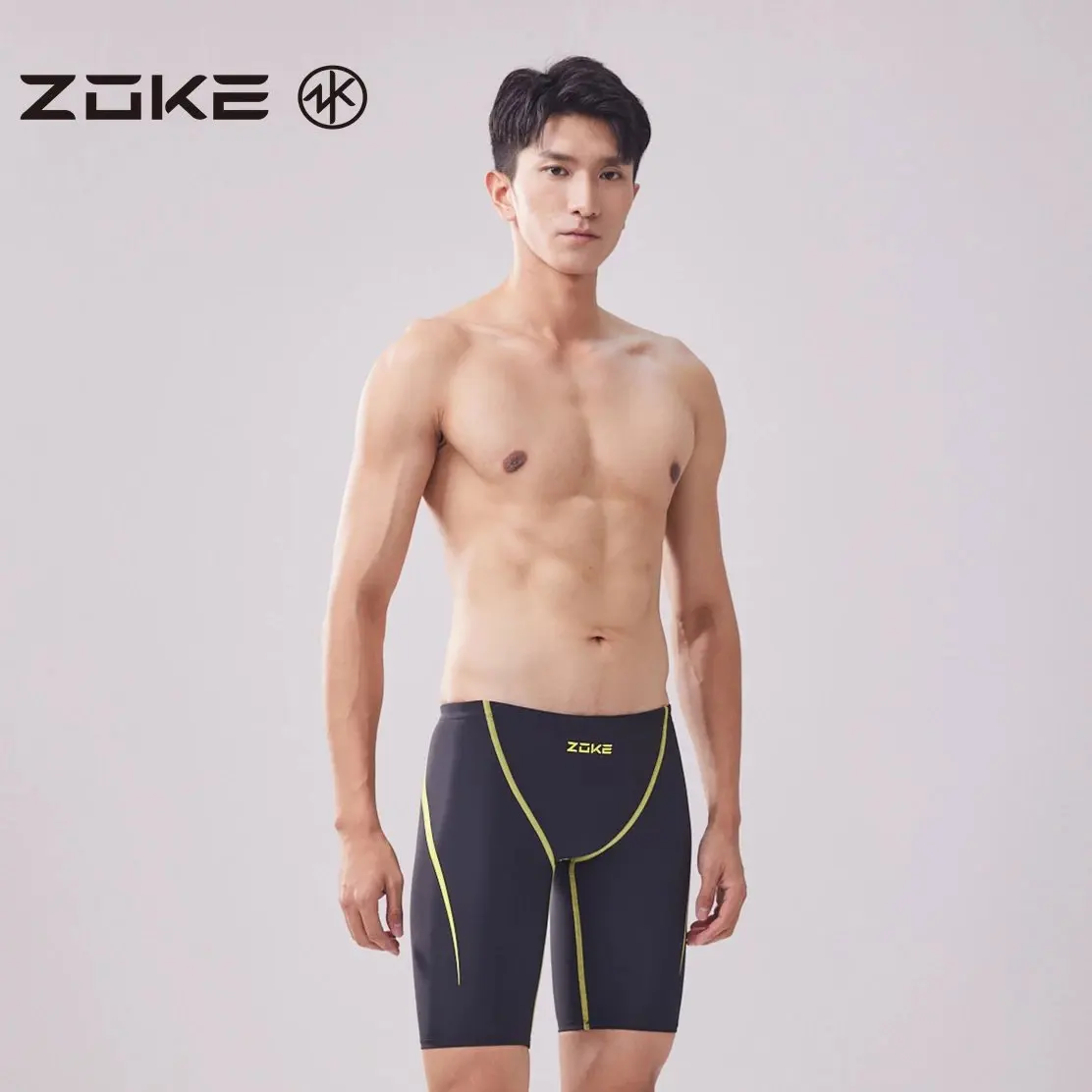 ZOKE 전문 레이싱 수영 짧은 남성 염소 저항 수영 트렁크, 내구성 방수 전문..