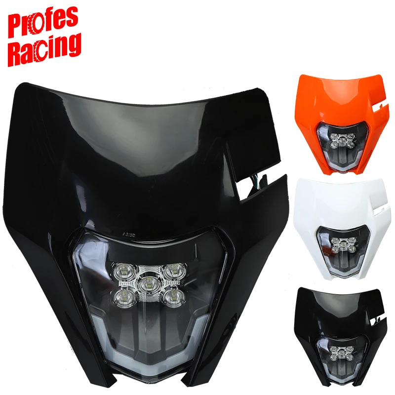 

Motorcycle Headlight Fairing 12V LED Headlamp for KTME8 Emar SX SX-F EXC XC-W XC-F WR DRZ KX YZ KLX F Dirt Bike Mask