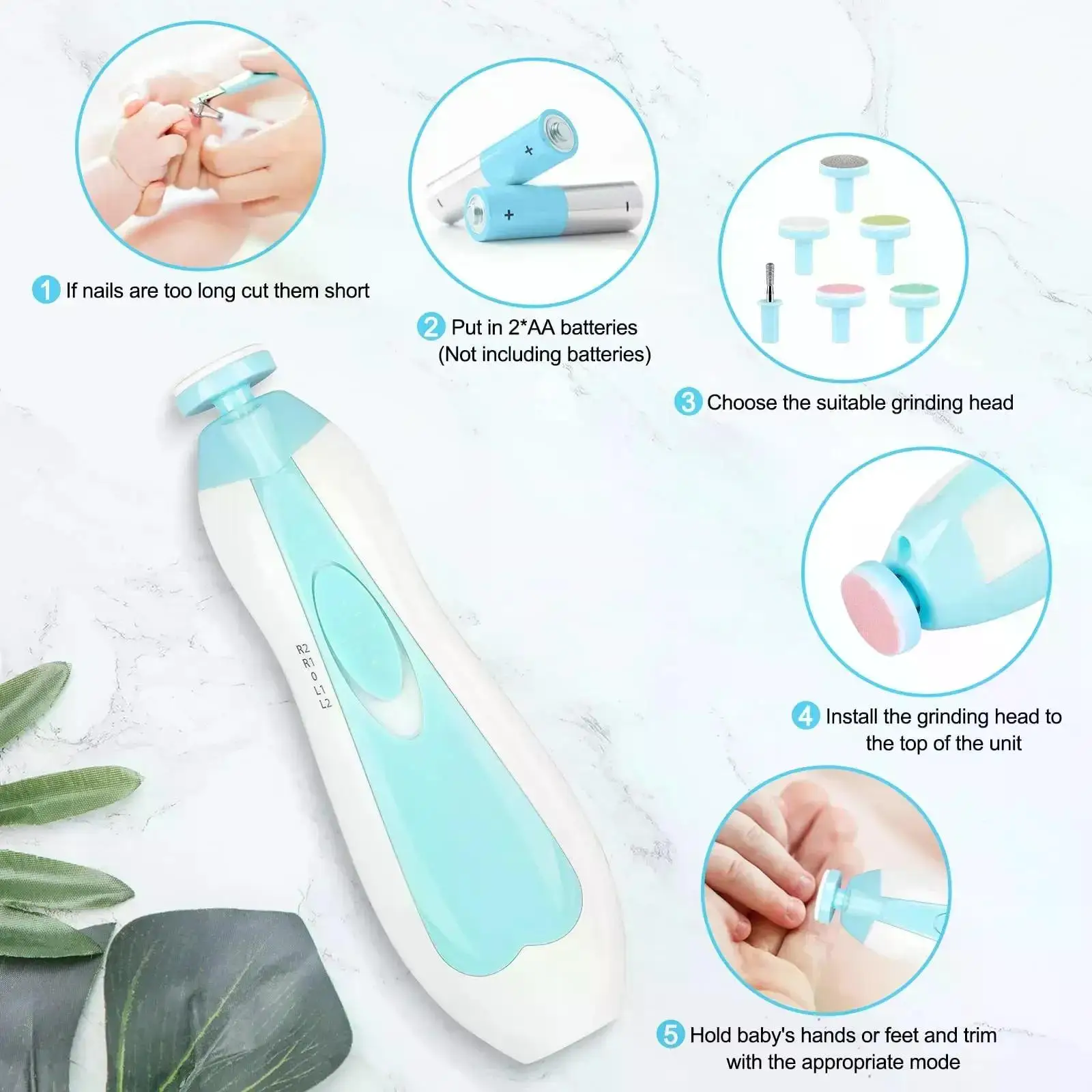 Baby Care Multifunctional Electric Baby Nail Trimmer Baby Nail File Clippers Toes Fingernail Cutter Trimmer Manicure Tool Set 2