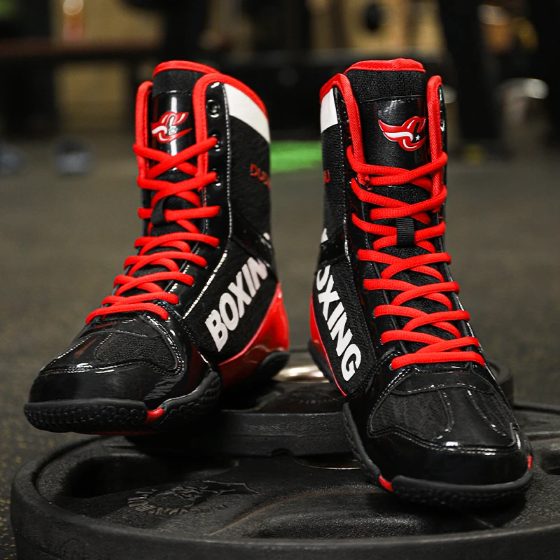 Luxury Brand Boxing Shoes Mens Lace Up Mens Powerlifting Shoes Wrestling Womens Wrestling Non-Slip Fitness Shoe
