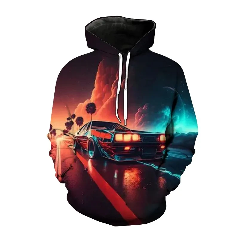 thumbnail image 1 of Sudadera con capucha con estampado 3D de coche deportivo para hombre, sudaderas con capucha informales holgadas de gran tamaño, ropa de calle para hombre, 1 of 4