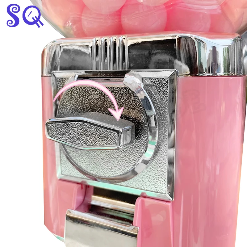 아케이드 껌볼 캡슐 핑크 장식 소형 원형 150개 가차폰 장난감 캔디 디스펜서 자동 슬라이딩 도어 가차폰 기계