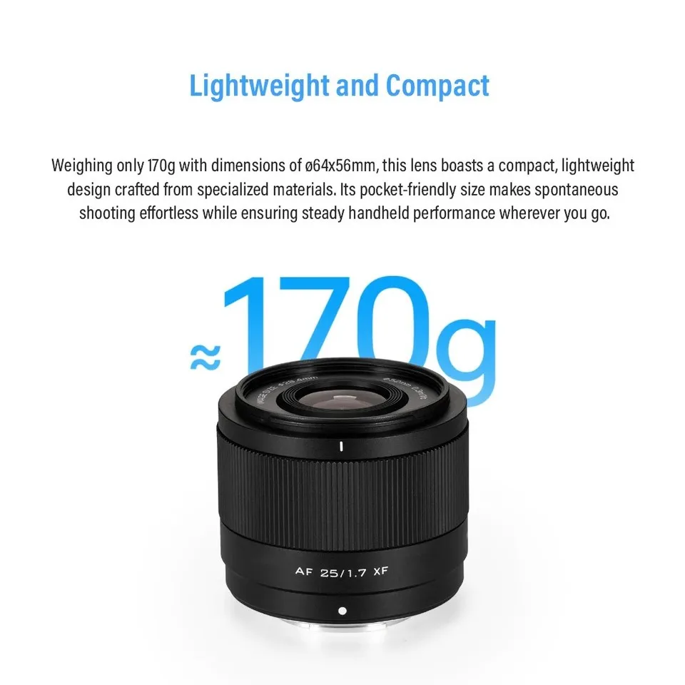 빌트록스 25mm F1.7 에어 오토 포커스 APS-C 프라임 렌즈 (후지 xm5 X-T5 X-T30 II, 니콘 Z 마운트 ZFC Z50 Z7II, zve10 II a7iv 용)