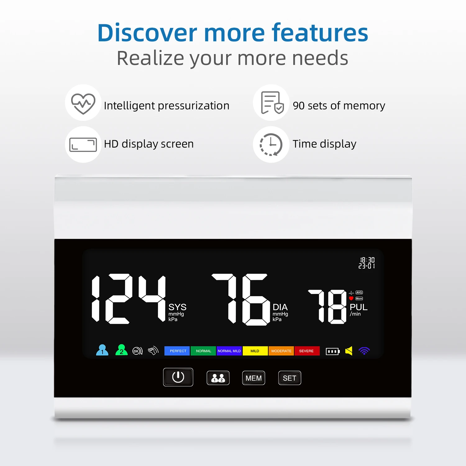 Voice Digital Blood Pressure Monitor Large Screen Rechargeable Automatic Tonometer Arm Sphygmomanometer Heart Rate Pulse Meters
