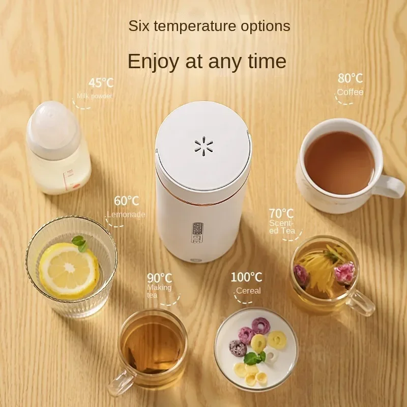110V/220V Portable Electric Tea Coffee Kettle Tea Coffee Kettle Travel Boil Water StewableThermal Bottle English Menu 3