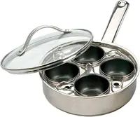 International Endurance® Egg Poacher Set for 4 Eggs | Glass Lid with Steam Vent | Perfectly Poached Eggs | Includes Non-Sti 1