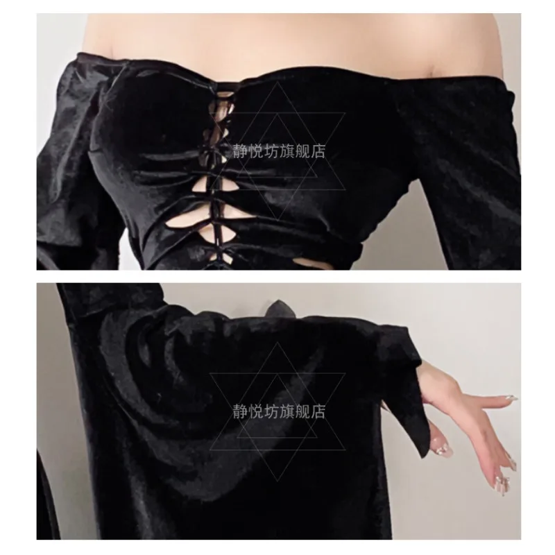 Halloween Costume for Women Anime Cosplay Black Dress Witch Long Vestidos Vampire Bride Outfit lolita suspender dress suspender dress lolita dress lolita cosplay costumes