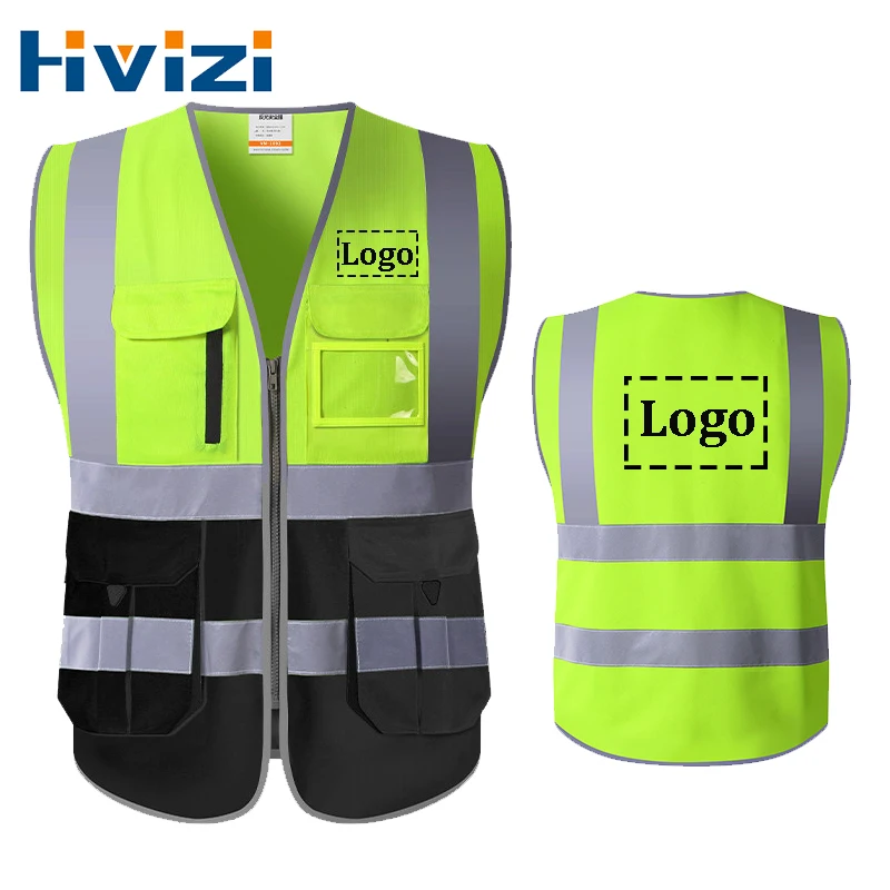 Индивидуальный жилет, защитный светоотражающий жилет с логотипом hi vis, желтый, черный, двухцветная рабочая одежда, одежда, жилет