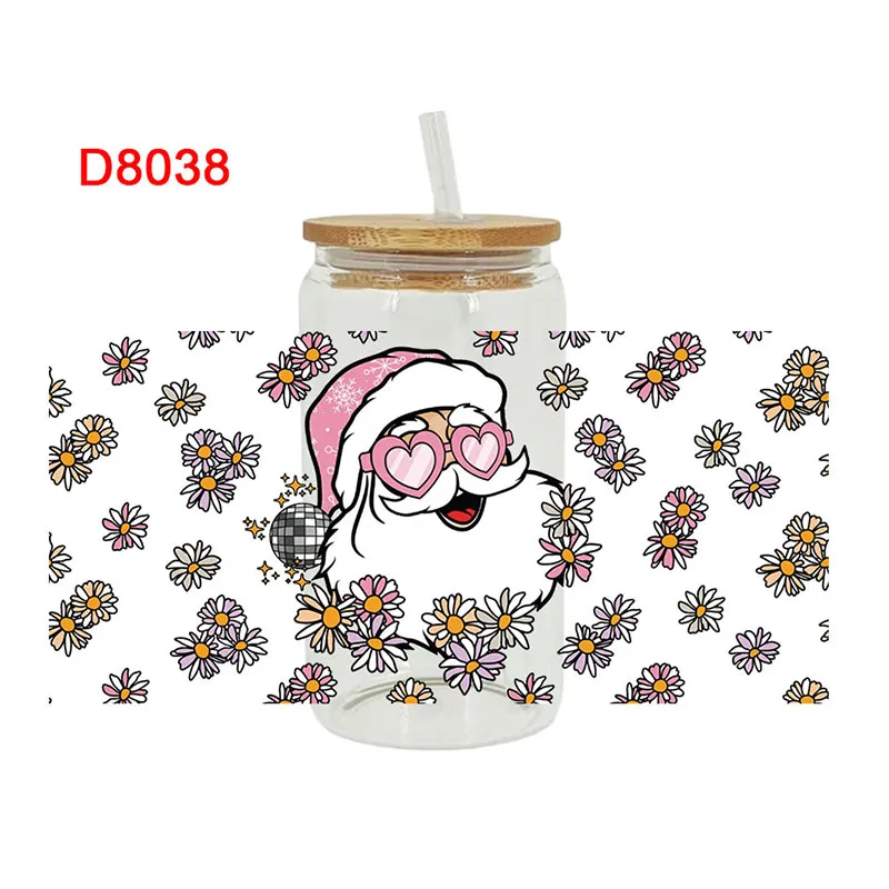 3D UV DTF Transfers Stickers 16oz Cup Wraps Merry Christmas Printed For DIY Glass Ceramic Metal Leather Etc D7954 dtf transfer sticker