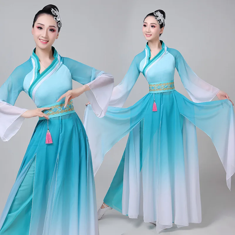 

Classical Water Sleeve Dacne Clothing Traditional Yangko Costume Chinese Style Hanfu Show Clothes National Fan Perform Outfit