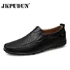JKPUDUN Italian Men Casual Shoes Summer Genuine Leather Men Loafers Moccasins Slip On Men's Flats Breathable Male Driving Shoes