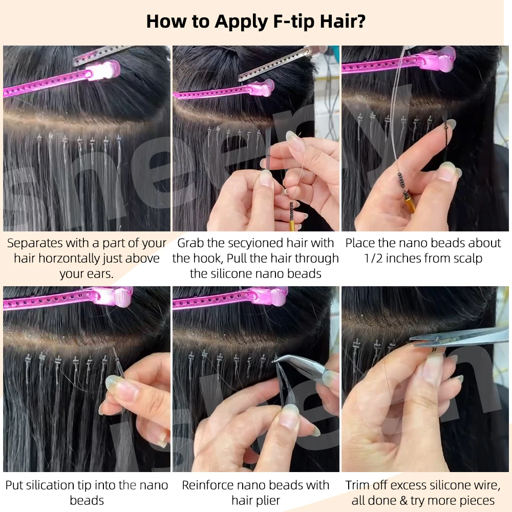 Isheeny Flexible F Tip Hair Extensions 16" 20" 24" Natural Invisible Nano Ring Hair Microlink Human 1g/s Micro Beads