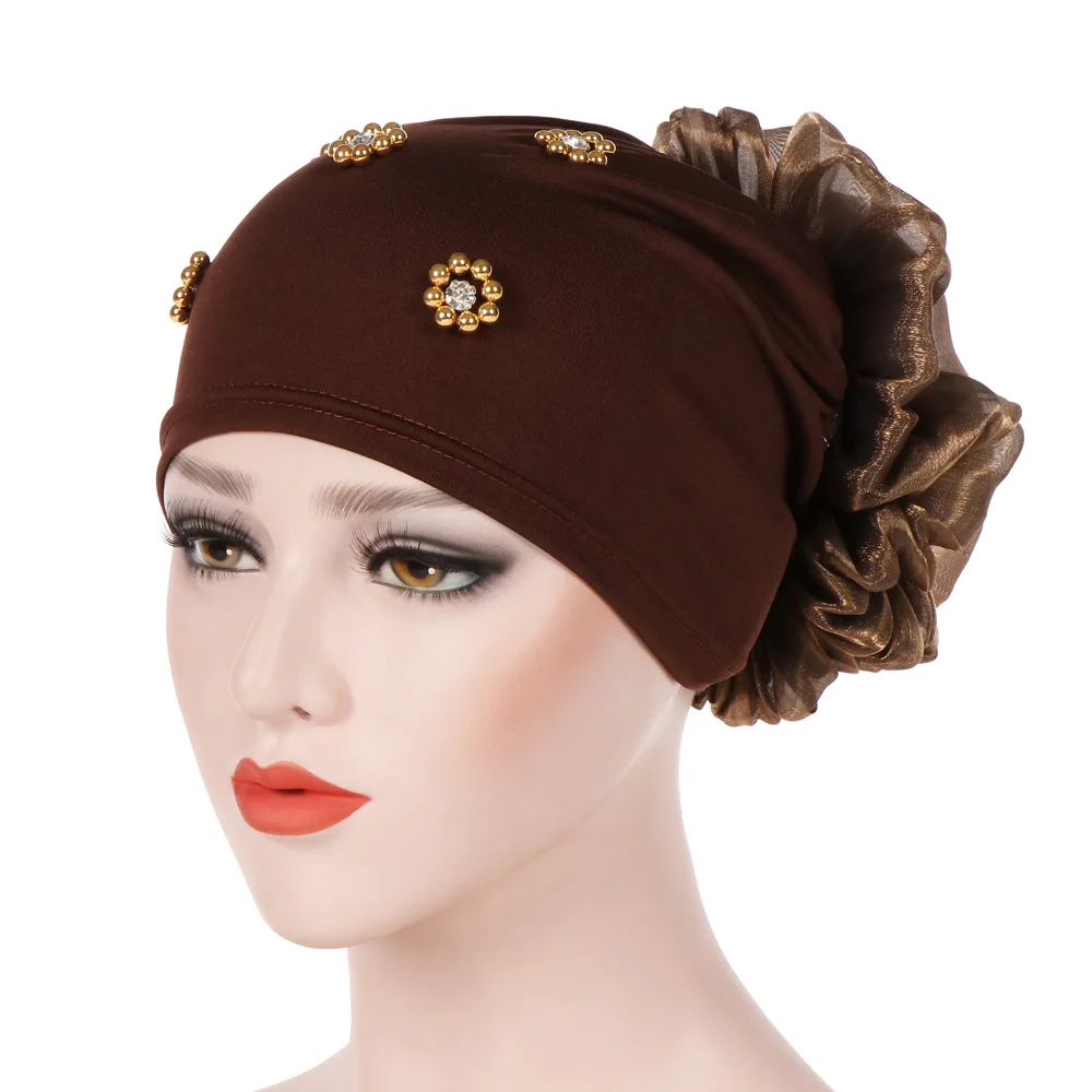 

Flower Hijab Women Muslim Bonnet Chemo Cap Strech Beanies Hair Loss Hats Underscarf Turbante Ladies Headwear Bandanas Head Cover