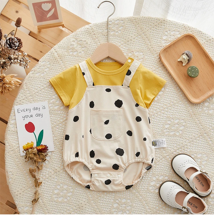 2022 baby Summer clothes dots Korean style baby clothes boy clothes suit girl clothes Bodysuit for newborns jumpsuit for kids baby clothes cheap