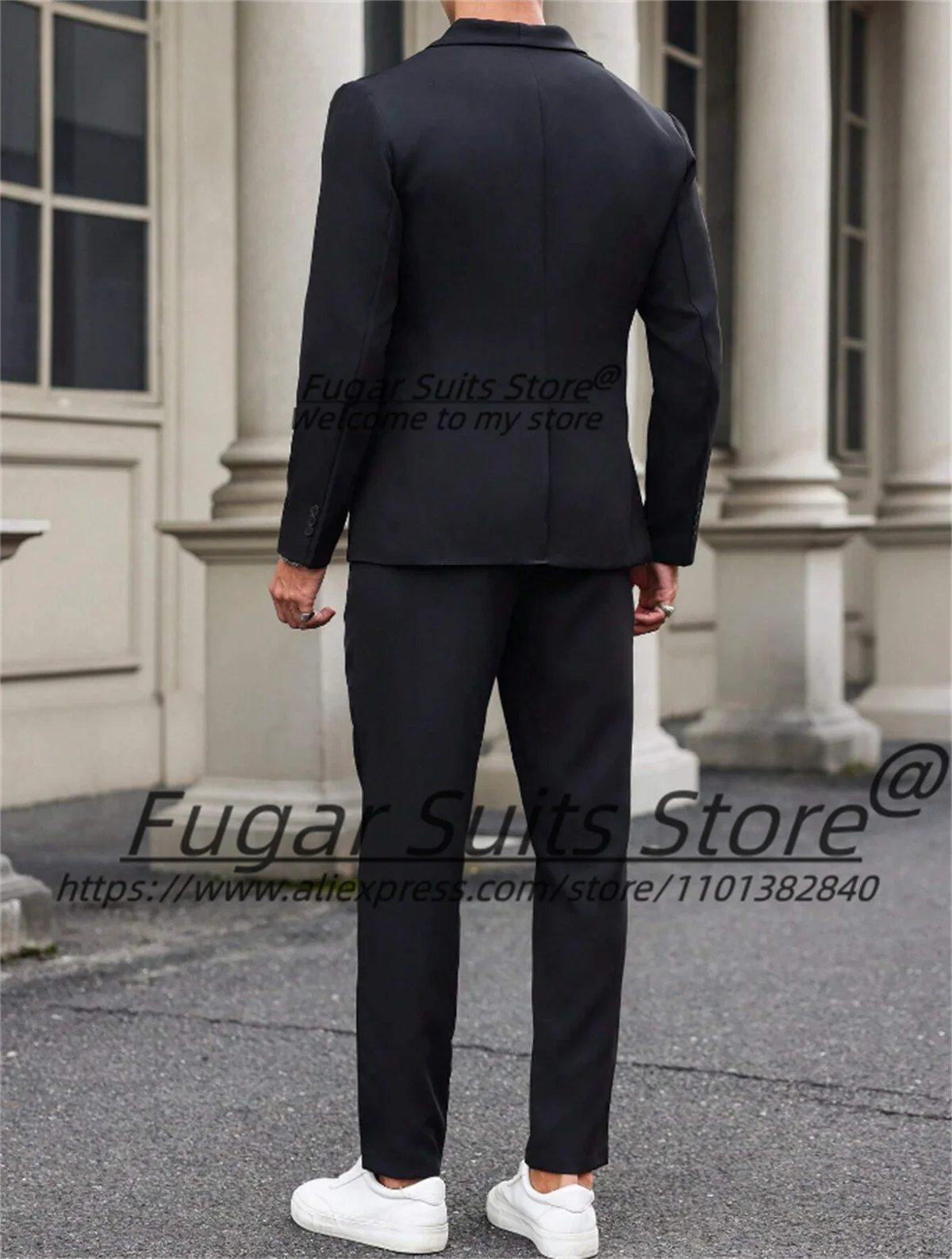 Black Luxuly Wedding Suits For Men Slim Fit Shawl Lapel Groom Formal Tuxedos 2 Pieces Sets Business Male Blazers Costume Homme