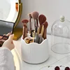 360 Rotating Makeup Brush Holder With Lid Dustproof Desktop Cosmetic Organizer Lipstick Storage Box Office Pencil