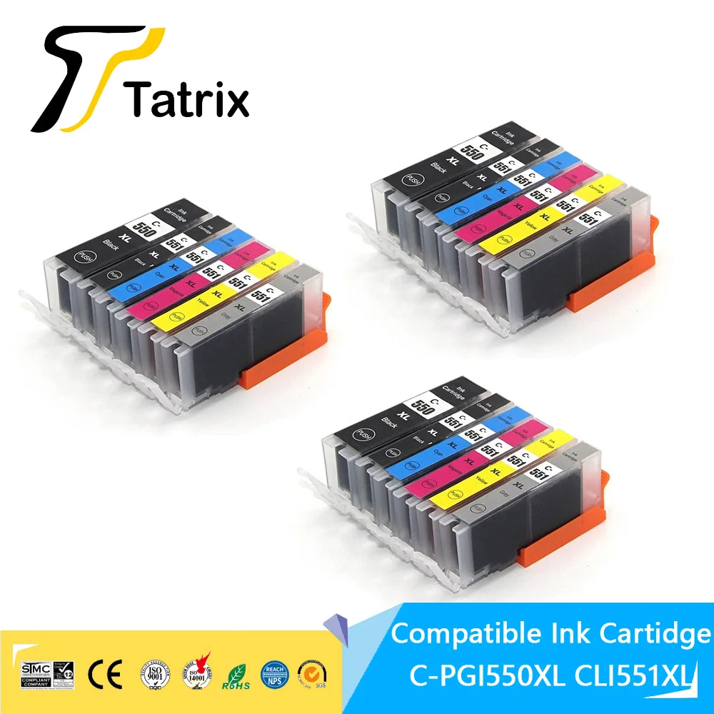 Tatrix Per Canon Pgi 550 Cli 551 Xl 550Xl 551Xl Cartuccia Di Inchiostro Compatibile Per Stampante Canon Pixma Mg6350/7150/7550/Ip8750