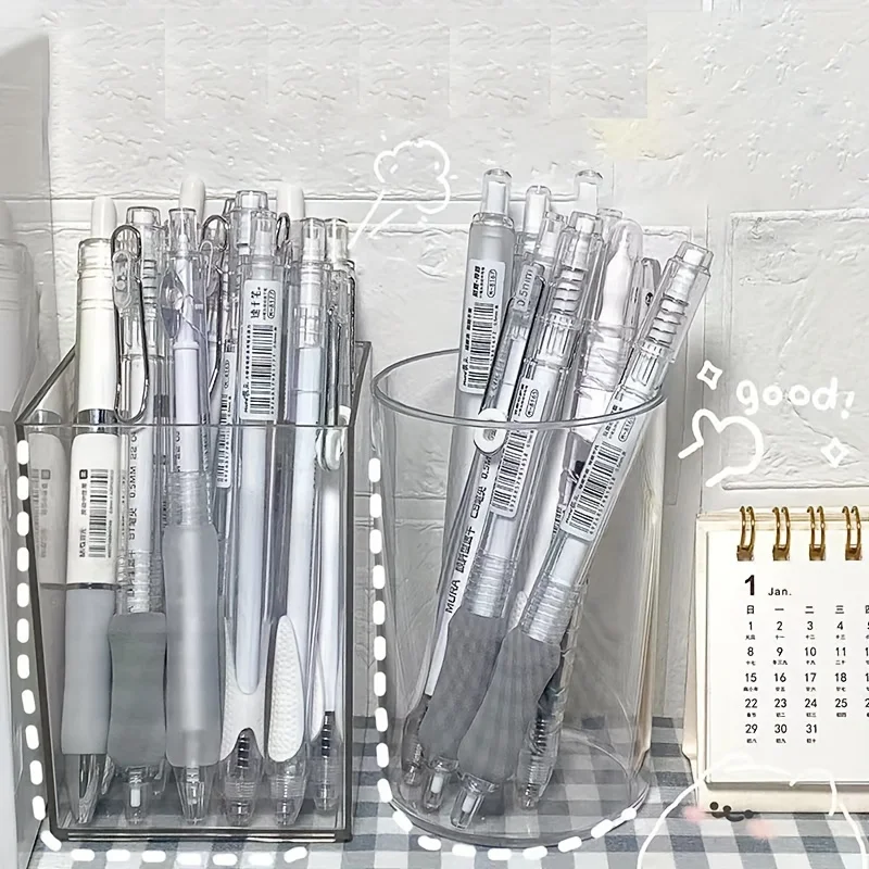 Clear Acrylic Pen Holder - Sleek Desktop Organizer with Hanging Mount and Polished Finish