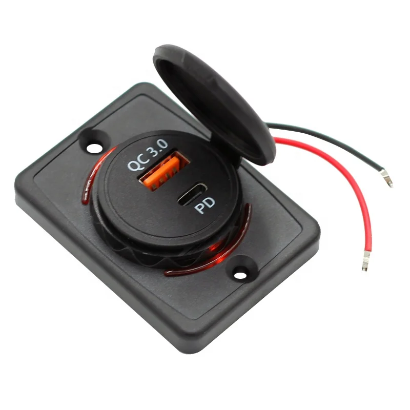 DC 12V 24V Panel Mount Train Tram Marine Boat Car Bus Seat QC 3.0 And Type C Bus USB Charger