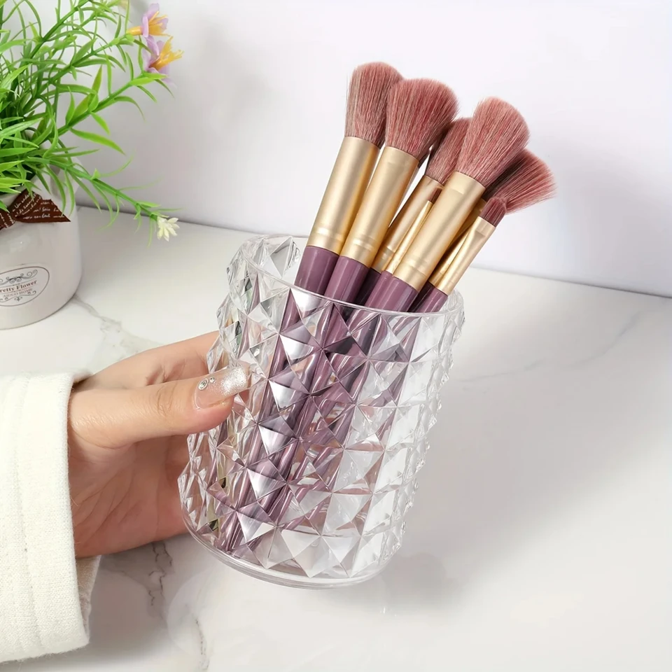Acrylic Makeup Brush Holder Organizer Clear Crystal