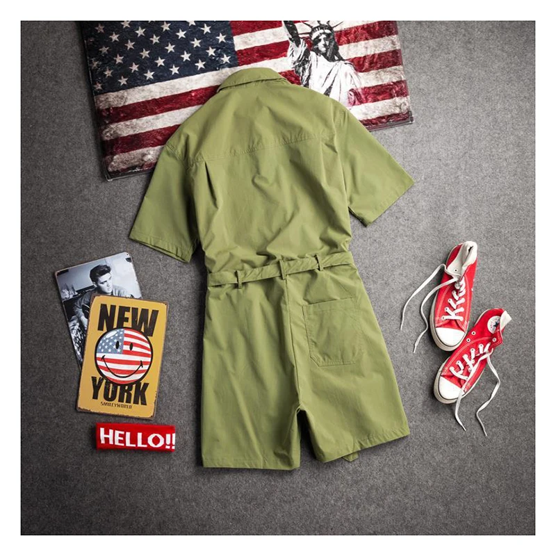 Summer suit men's short sleeved jacket casual Korean version jumpsuit trendy and handsome set