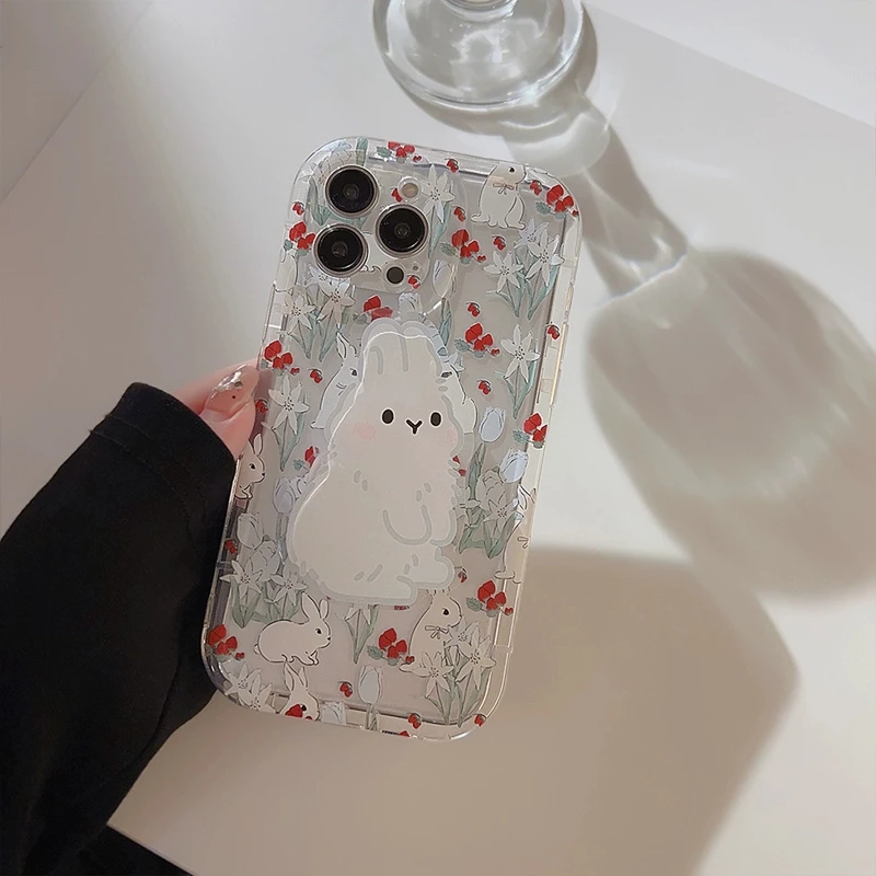 Cute Rabbit Grip Holder Phone Case with Enhanced Protection and Style