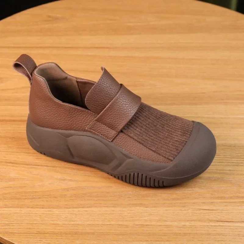 여성용 캐주얼 기본 고무 플랫, 솔리드 버클 스트랩, 여성용 신발, 라운드 토 Pu 플랫, 겨울 패션