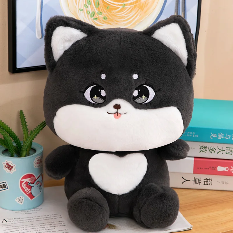 25-40cm Creative Black Cat Doll Plush Toys Cartoon Dog Doll Stuffed Bed Sleeping Chai Pillow Couple Girls Day Gifts for Kids