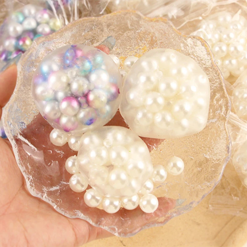 Stress Relief Squeeze Pearl Balls Fidget Toy Glazed Beads Vent Ball for Party Kids Fidgeting Girl Baby fidget toys