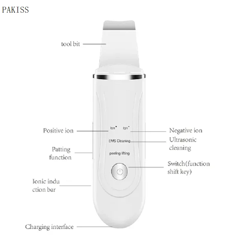 PAKISS Skin Scrubber Facial Spatula Blackhead Remover Pore Cleaner Scraper Deep Cleansing-4 Modes FY-401-402