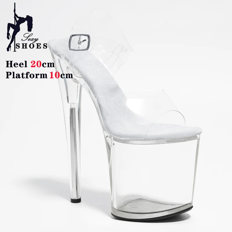 Transparent Crystal Women Sandals with Heels Pole Dancing T-show Model Stripper Shoes Party Club StilettosBride's Wed-ding Shoes