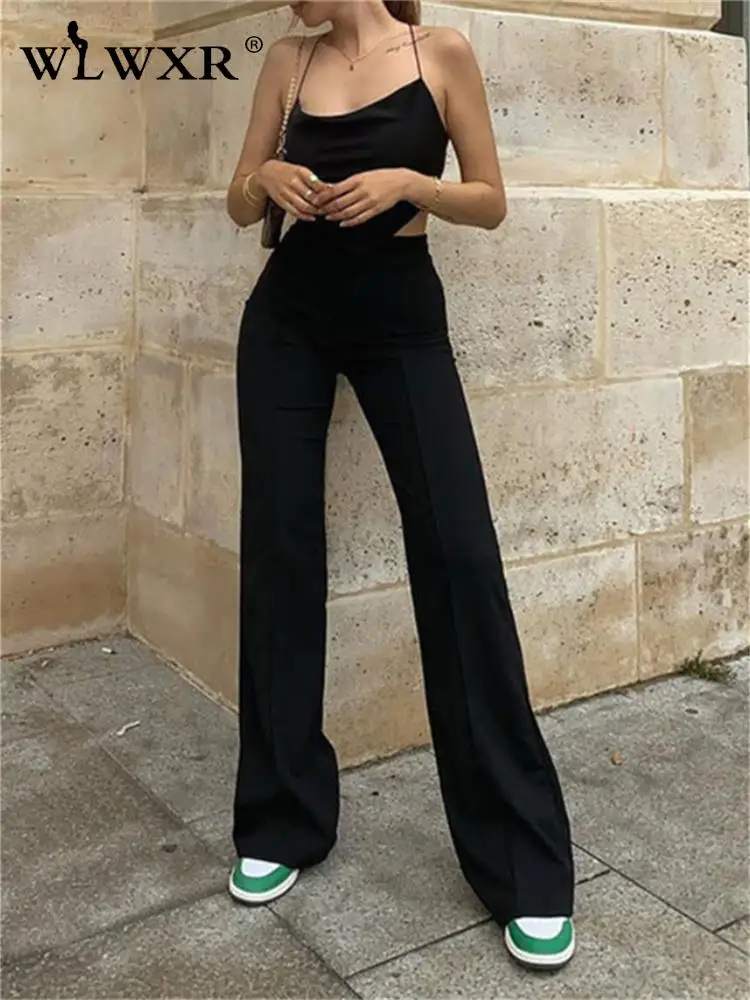 

WLWXR Fall Streetwear Baggy Pants Women 2022 High Waist Black Pants Wide Leg Sweatpants Casual Khaki Pants Loose Trousers Female