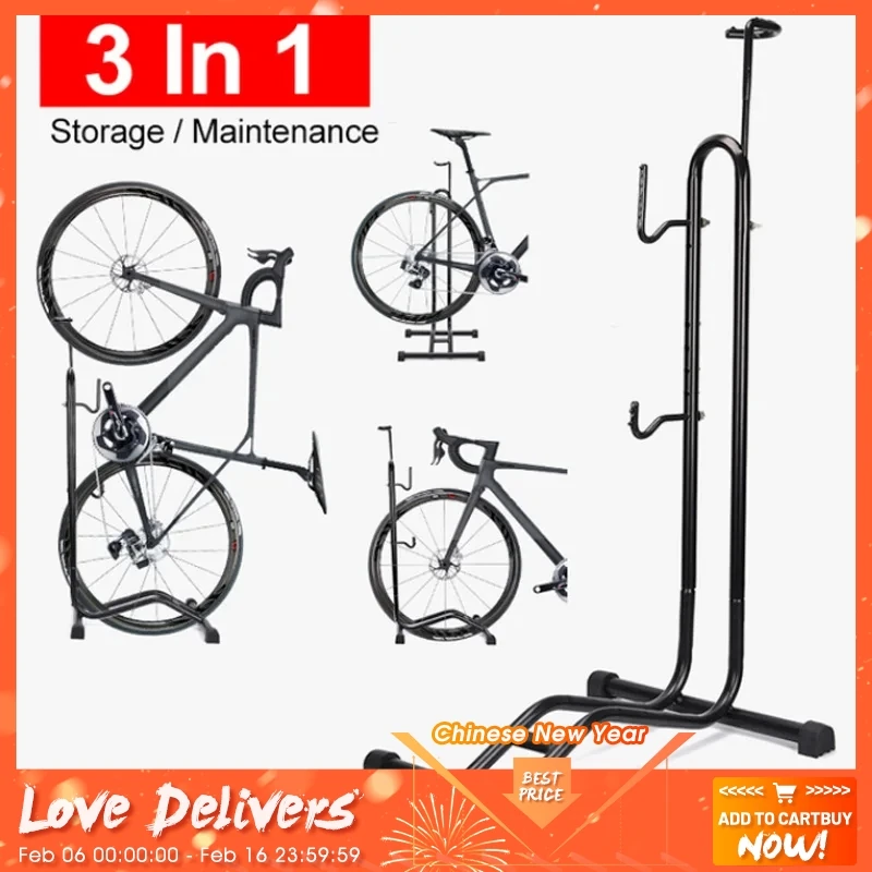 3 In 1 Portabiciclette Verticale Portabiciclette Da Terra Portabiciclette Da Garage Per Interni Portabiciclette Fisso Portabiciclette Per Mtb