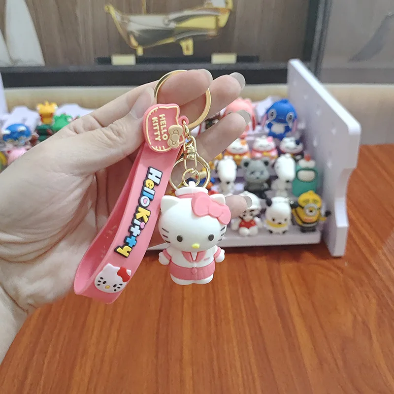Kawaii Anime Sanrio Hello Kitty Keychain Cute Pendant Holder Car Keyring  Key Chain Mobile Phone Bag Hanging Jewelry Kids Gifts - AliExpress