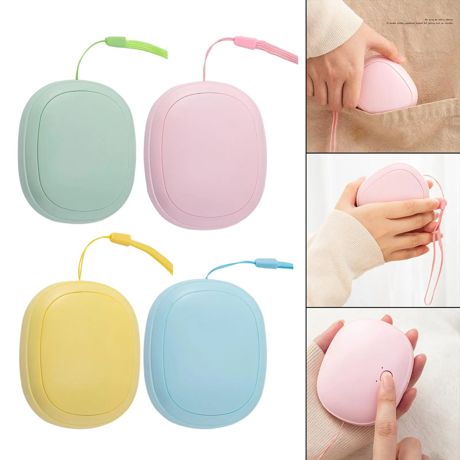 Cute Hand Warmer -Sided Heating Rechargeable Hand Holding Lanyard 1200mAh