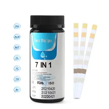

50pcs 7in1 Chlorine Pool Crown Test PH Strips Litmus Paper Tester Bottle Indicator Alkalinity For Aquarium Swimming Self-testing