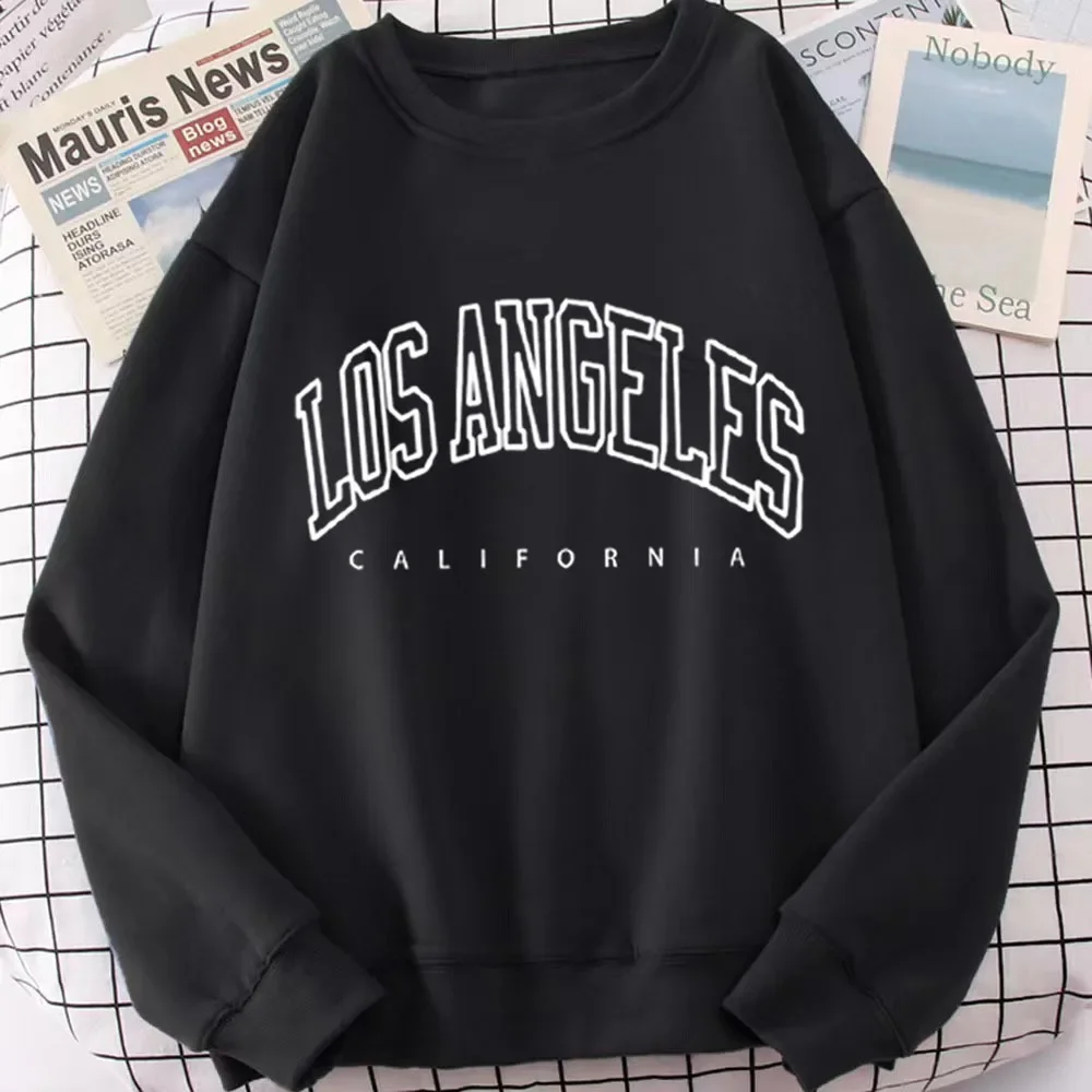 Men Oversized Sweatshirts Vintage Embroidered Los Angeles Women Hoodies Harajuku Korean style Loose Y2K Streetwear Clothes