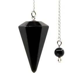 Natural Quartz Agate and Amethyst Healing Crystal Pendant (Black Agate)