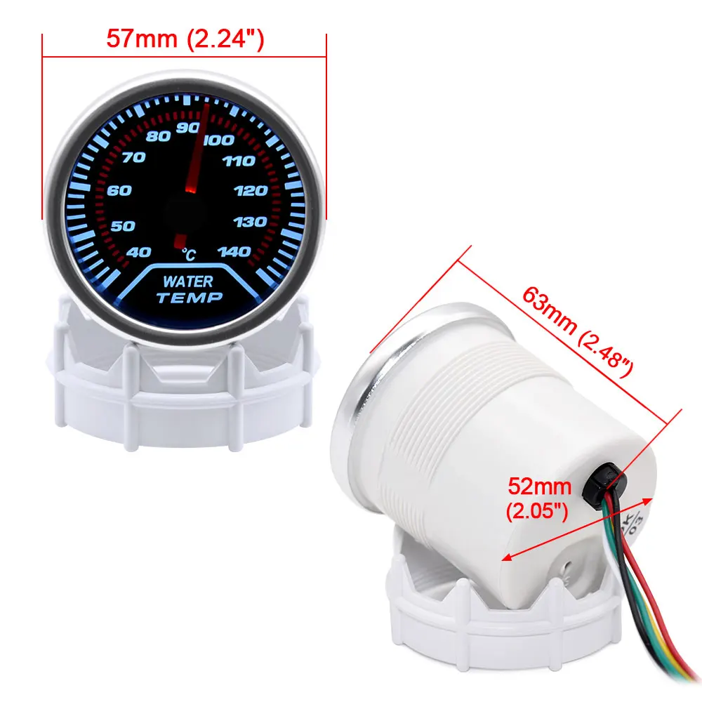 LED 화이트 게이지 2인치 52mm LED 레이싱카 미터 터보 부스트 레이싱 게이지 센서 포함 15가지 옵션 타코미터 홀더 수온계