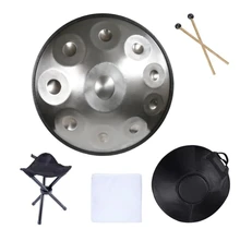  9/10 Tone Handpan Drum 22 Inches D Minor Blue Steel Tongue Drum Yoga Meditation Hand Pan Music Drums Percussion Instruments Gift 