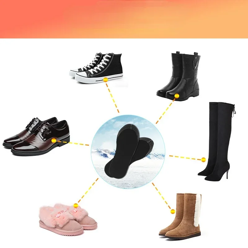 USB Rechargeable Heated Insoles Size 35-46 DIY Customizable Electric Heated Shoes Pad For Outdoor Skiing Winter Foot Warmers